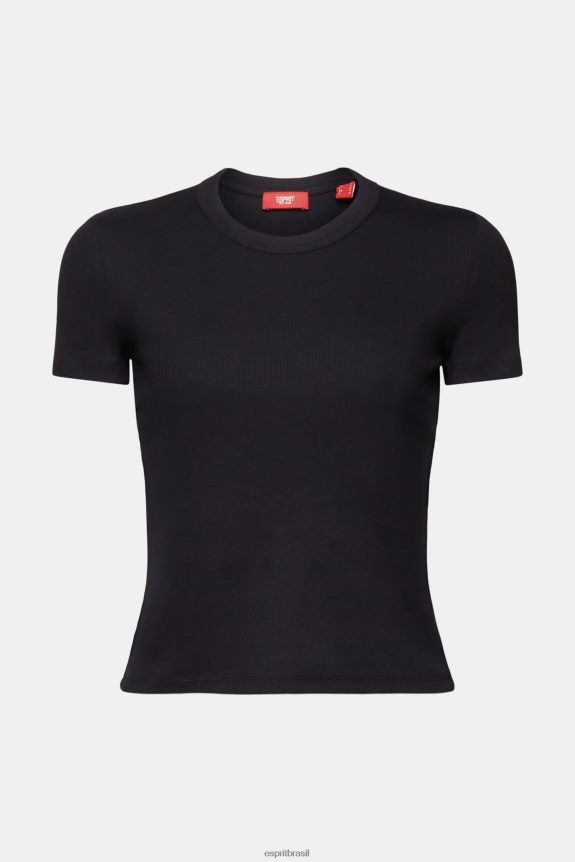 camiseta com nervuras mulheres Esprit preto Camisetas 82P6TP1