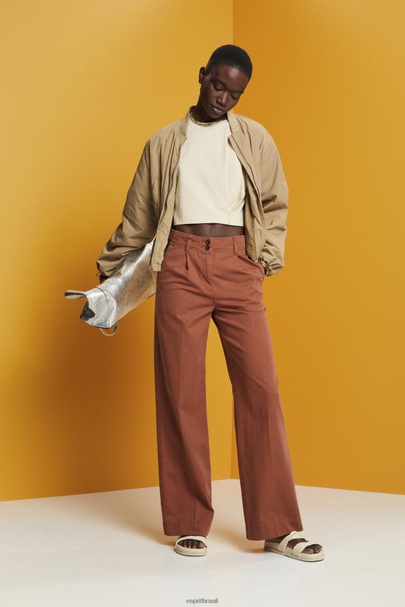 camiseta cropped com gola redonda mulheres Esprit bege Camisetas 82P6TP195