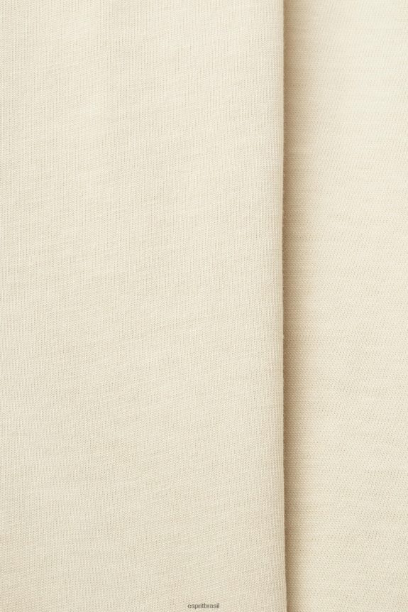 camiseta cropped com gola redonda mulheres Esprit bege Camisetas 82P6TP195