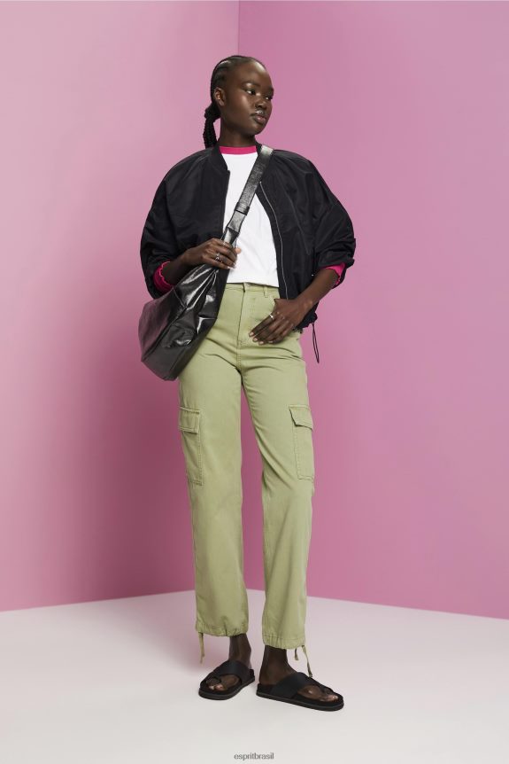 camiseta cropped com gola redonda mulheres Esprit branco Camisetas 82P6TP194