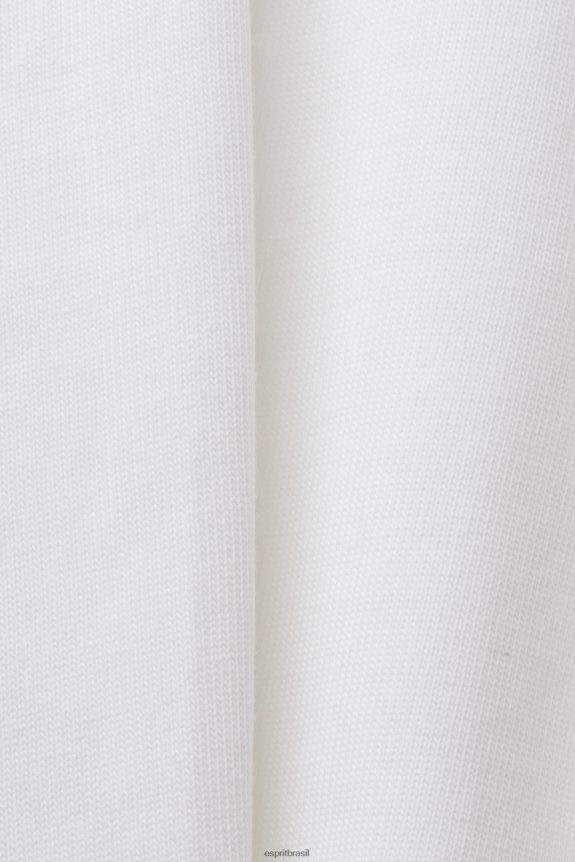 camiseta cropped com gola redonda mulheres Esprit branco Camisetas 82P6TP194