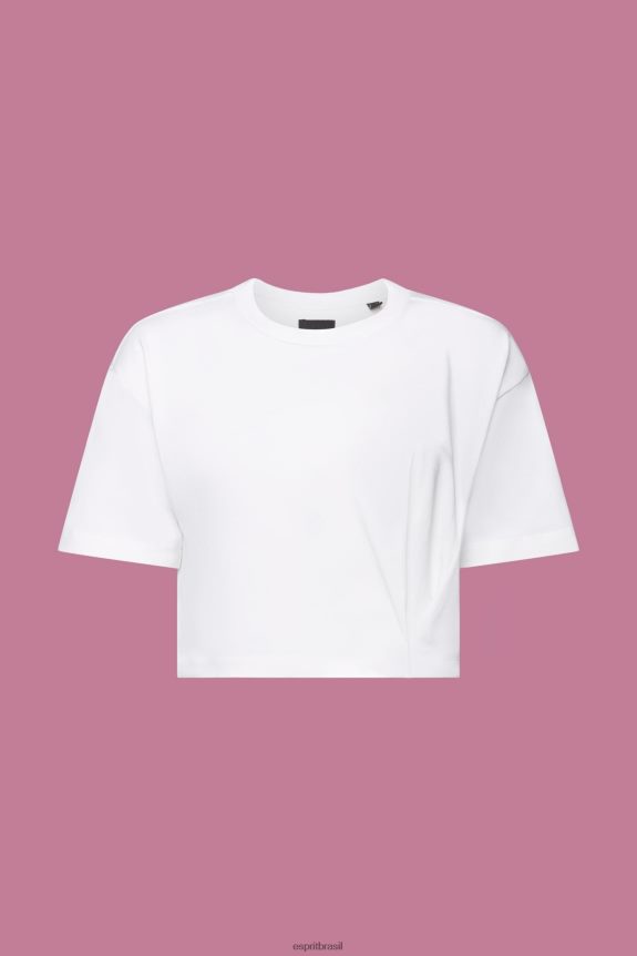 camiseta cropped com gola redonda mulheres Esprit branco Camisetas 82P6TP194