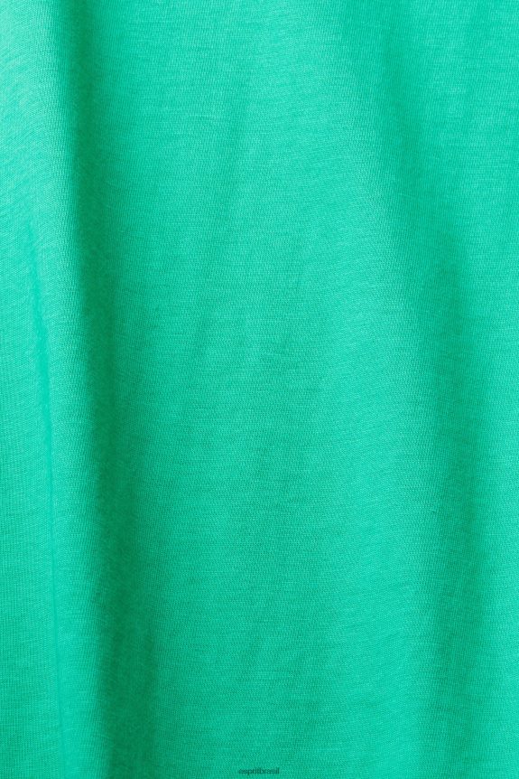 camiseta de algodão com gola redonda mulheres Esprit luz verde Camisetas 82P6TP458