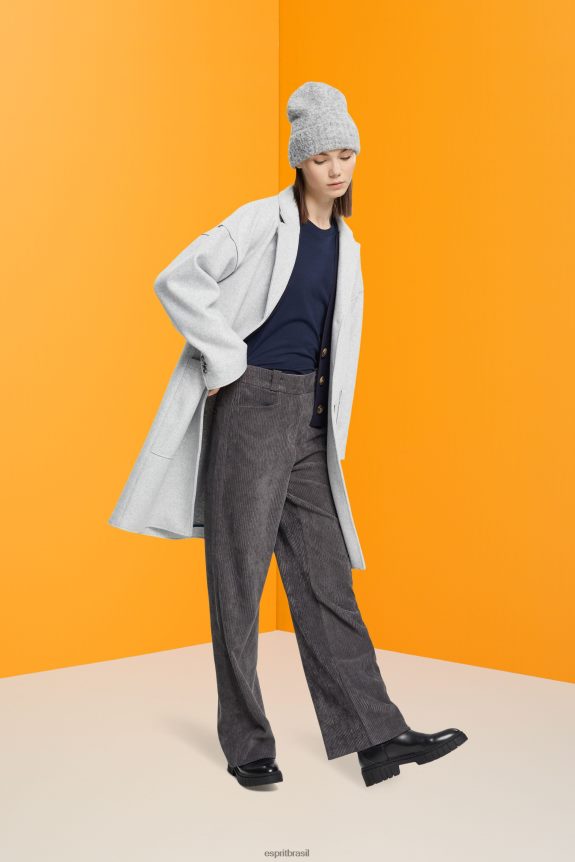 camiseta de algodão com gola redonda mulheres Esprit marinha Camisetas 82P6TP459