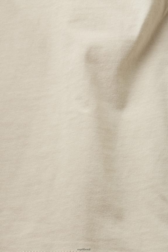 camiseta de algodão com logo bordado mulheres Esprit cinza claro Camisetas 82P6TP148