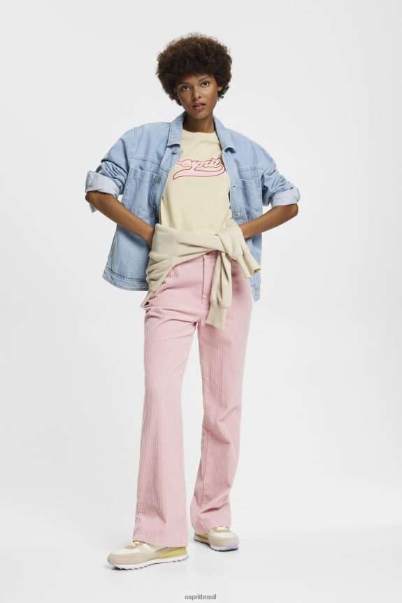 camiseta de algodão com logo estampado mulheres Esprit bege Camisetas 82P6TP143