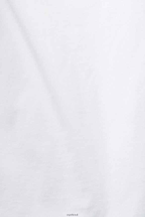 camiseta de algodão com logo estampado mulheres Esprit branco Camisetas 82P6TP142