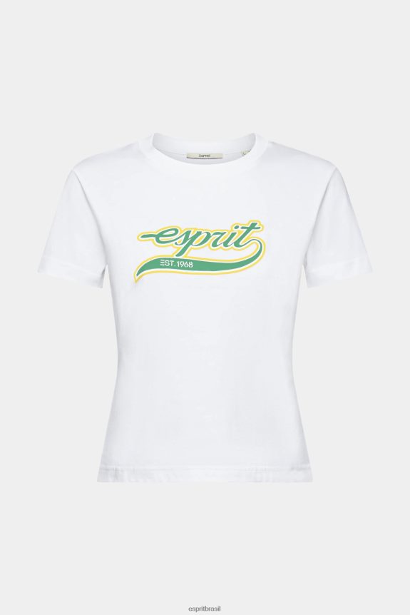 camiseta de algodão com logo estampado mulheres Esprit branco Camisetas 82P6TP142