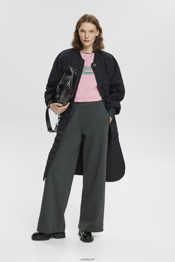 camiseta de algodão com logo estampado mulheres Esprit rosa Camisetas 82P6TP146