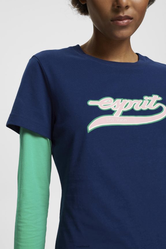 camiseta de algodão com logo estampado mulheres Esprit tinta Camisetas 82P6TP145