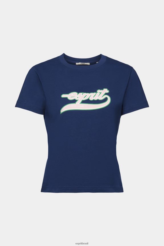 camiseta de algodão com logo estampado mulheres Esprit tinta Camisetas 82P6TP145