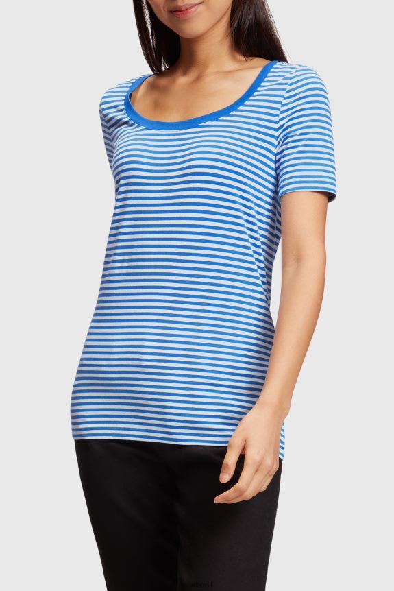 camiseta listrada de algodão stretch mulheres Esprit azul claro Camisetas 82P6TP536
