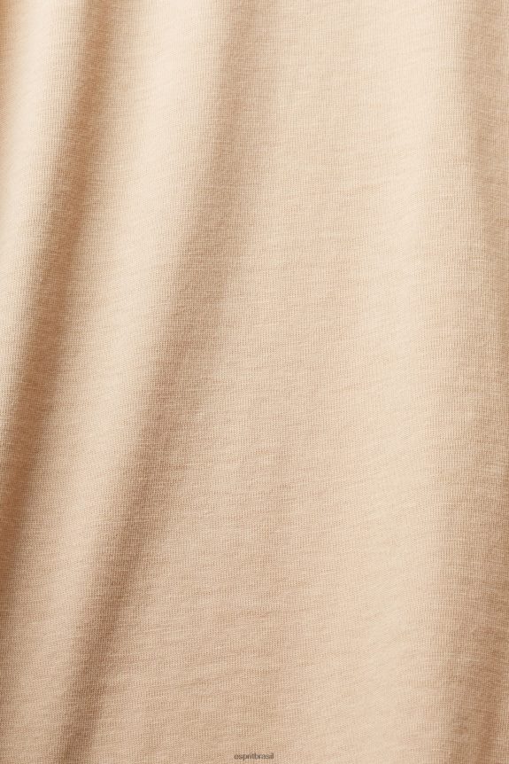 camiseta manga longa com logo mulheres Esprit areia Camisetas 82P6TP461