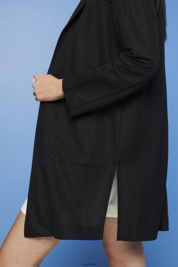 blazer jersey longo, lenzing ecovero mulheres Esprit preto casacos 82P6TP240
