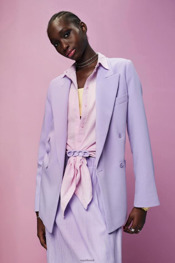 blazer trespassado mulheres Esprit lavanda casacos 82P6TP256