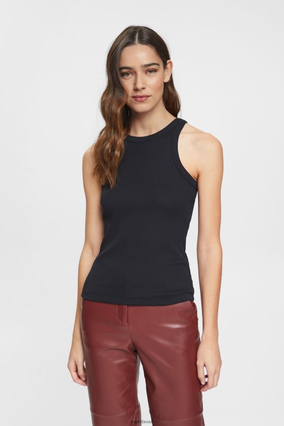 top de colete mulheres Esprit preto colete 82P6TP31