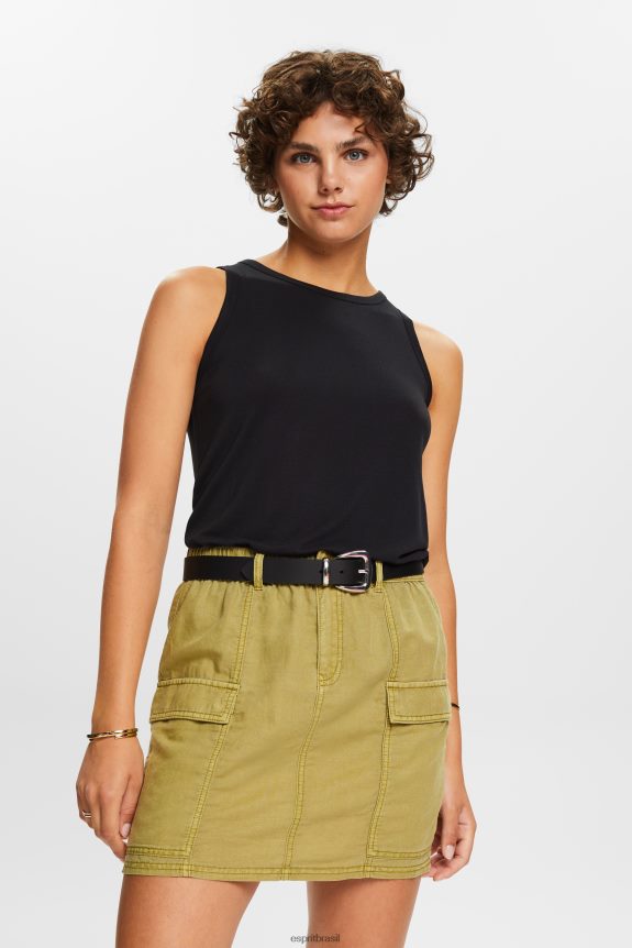 top de viscose mulheres Esprit preto colete 82P6TP260