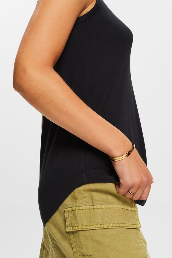 top de viscose mulheres Esprit preto colete 82P6TP260