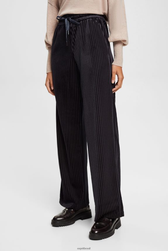 joggers listrados de ajuste largo mulheres Esprit preto corredores 82P6TP422