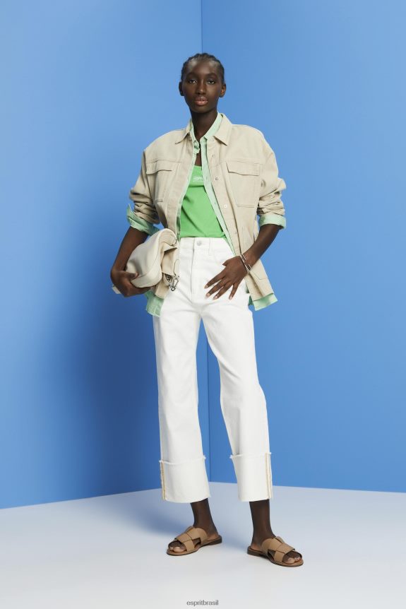 jaqueta de sarja com cinto mulheres Esprit areia jaquetas 82P6TP292