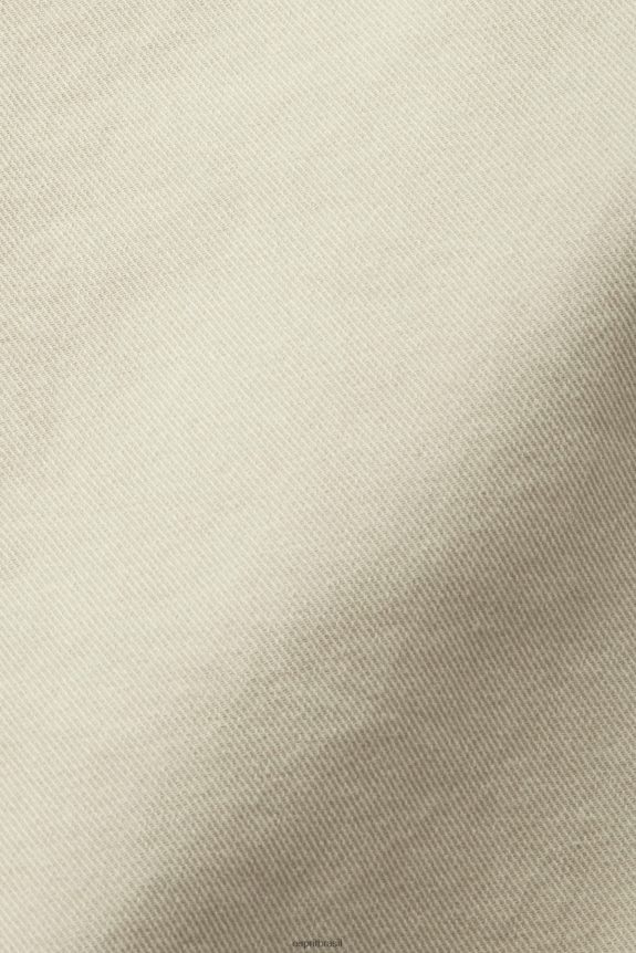 jaqueta de sarja com cinto mulheres Esprit areia jaquetas 82P6TP292