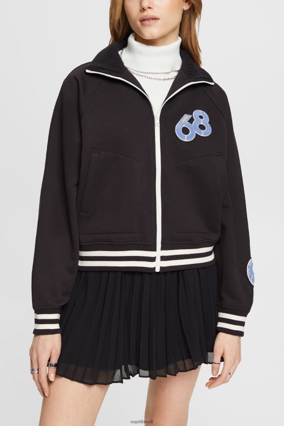 jaqueta do time do colégio mulheres Esprit preto jaquetas 82P6TP415