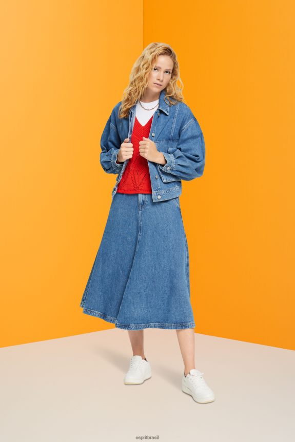 jaqueta jeans mulheres Esprit lavagem média azul jaquetas 82P6TP549