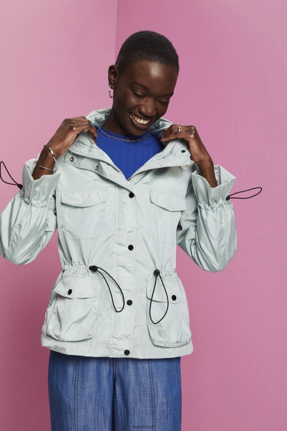 reciclado: capa de chuva com capuz mulheres Esprit verde água claro jaquetas 82P6TP95