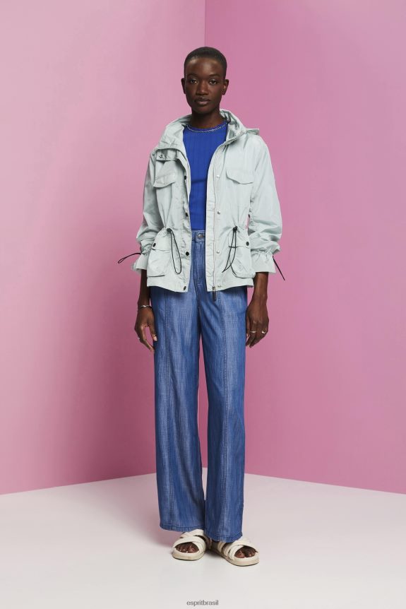 reciclado: capa de chuva com capuz mulheres Esprit verde água claro jaquetas 82P6TP95