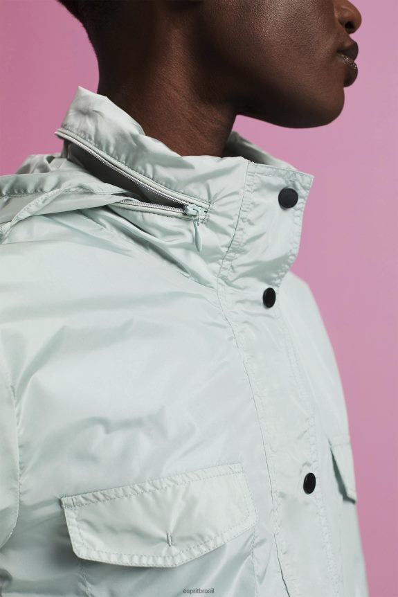 reciclado: capa de chuva com capuz mulheres Esprit verde água claro jaquetas 82P6TP95