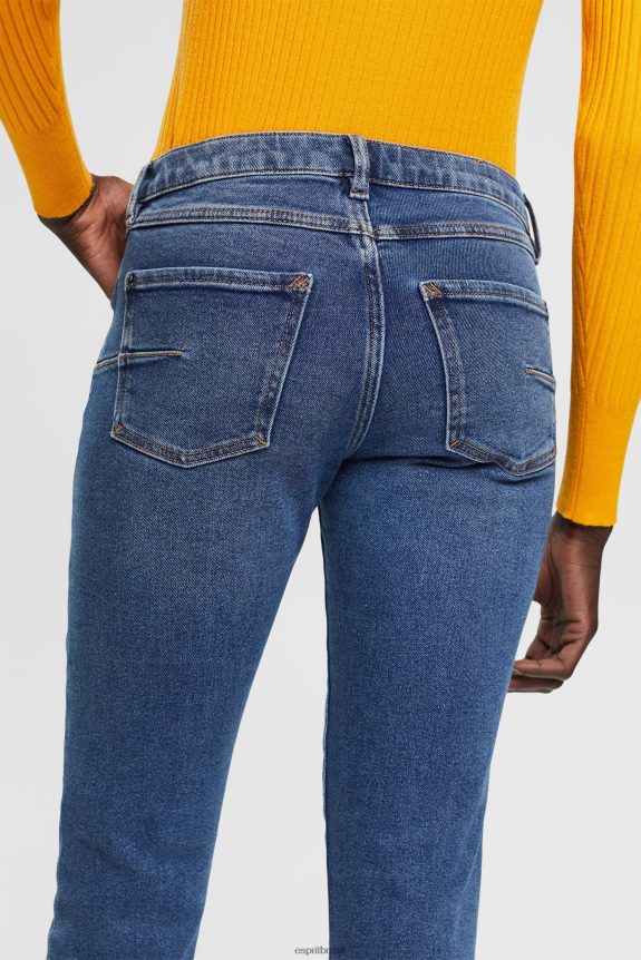 calça jeans skinny cintura média, dual max mulheres Esprit lavagem média azul jeans 82P6TP329