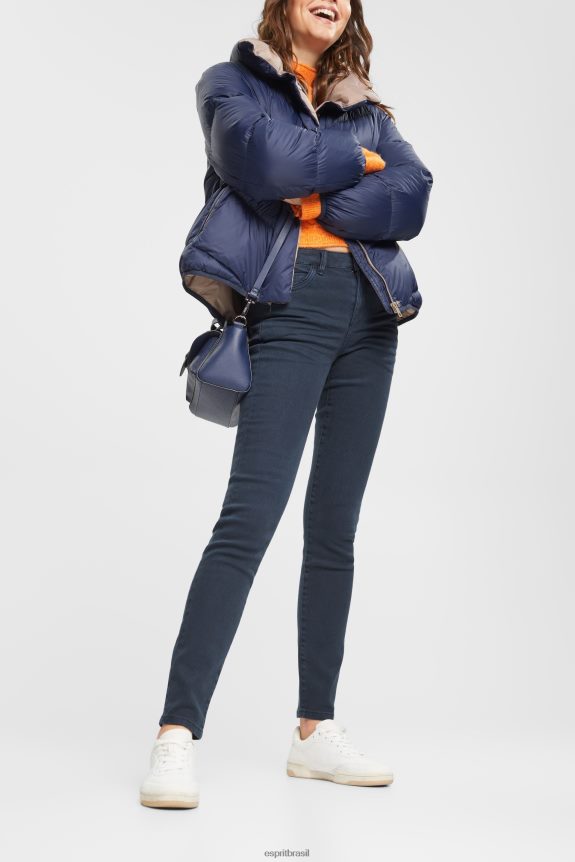calça jeans skinny cintura média mulheres Esprit azul gasolina jeans 82P6TP565