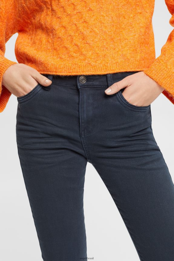 calça jeans skinny cintura média mulheres Esprit azul gasolina jeans 82P6TP565