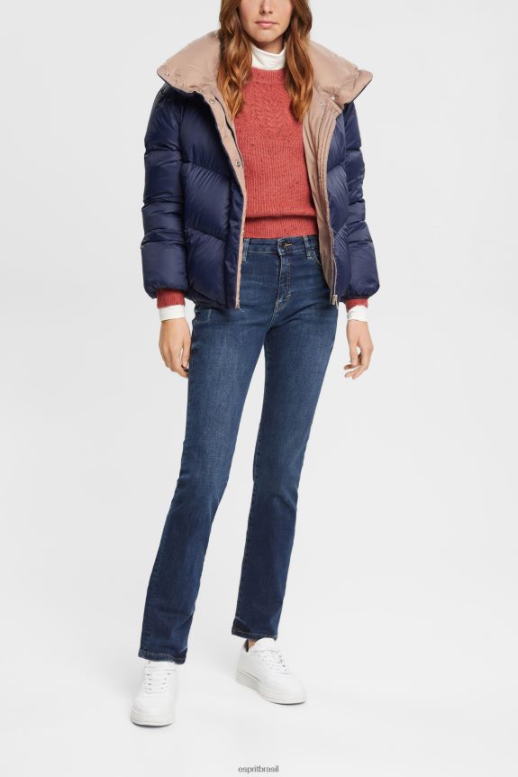 jeans de perna reta mulheres Esprit lavagem azul escuro jeans 82P6TP439