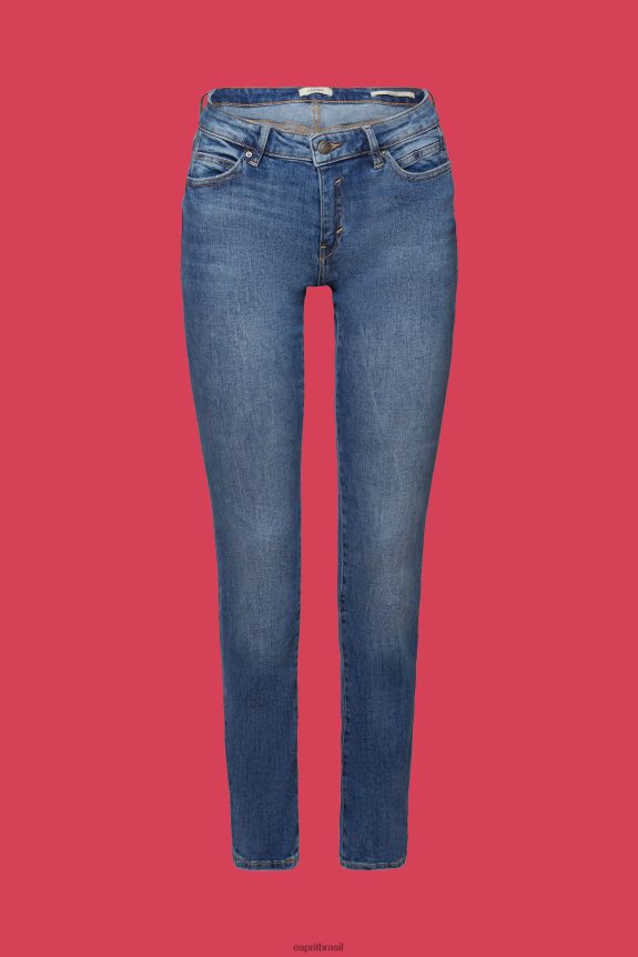 jeans de perna reta mulheres Esprit lavagem média azul jeans 82P6TP245