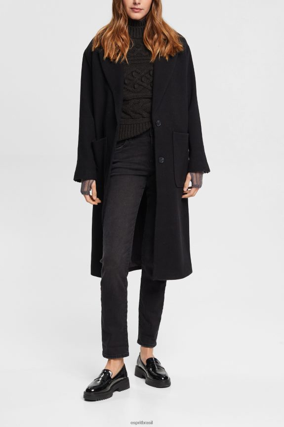 jeans de perna reta mulheres Esprit lavagem preta escura jeans 82P6TP438