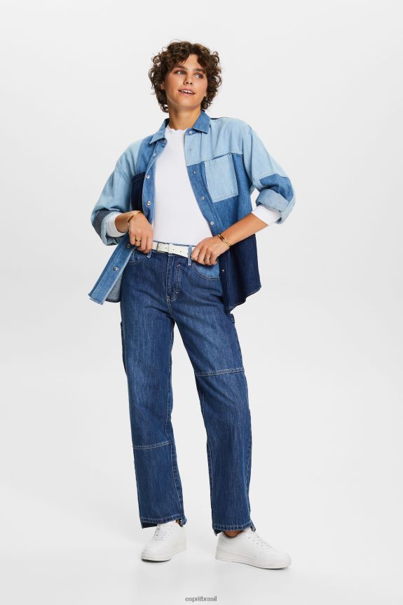 top de manga comprida com decote recortado mulheres Esprit branco manga comprida 82P6TP32