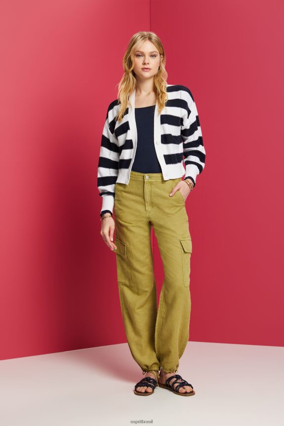 top manga longa canelado mulheres Esprit marinha manga comprida 82P6TP90