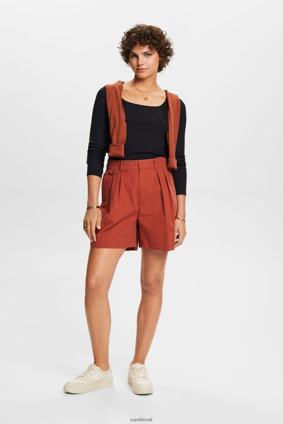 top manga longa canelado mulheres Esprit preto manga comprida 82P6TP88