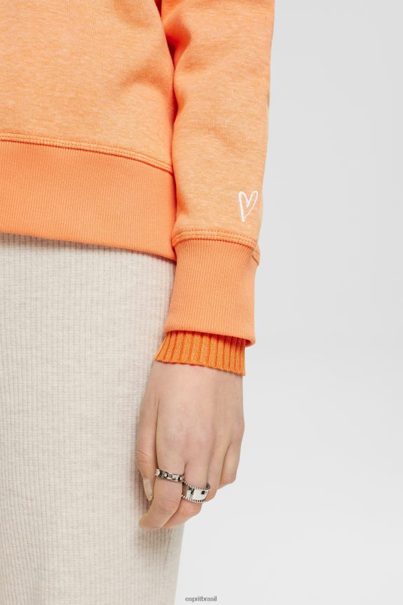 moletom com coração mulheres Esprit laranja dourada moletons e moletons 82P6TP353
