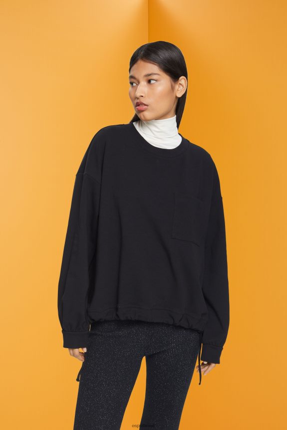 moletom com cordão na barra mulheres Esprit preto moletons e moletons 82P6TP401