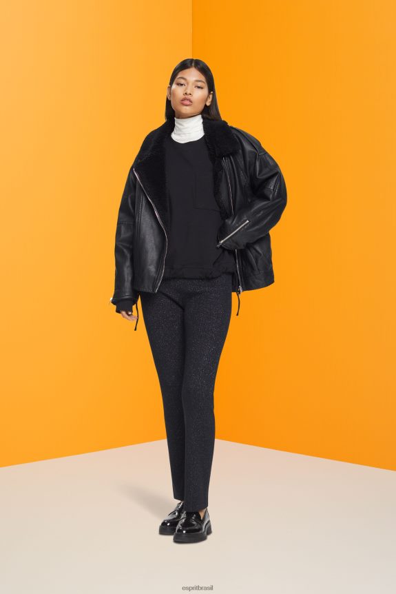 moletom com cordão na barra mulheres Esprit preto moletons e moletons 82P6TP401