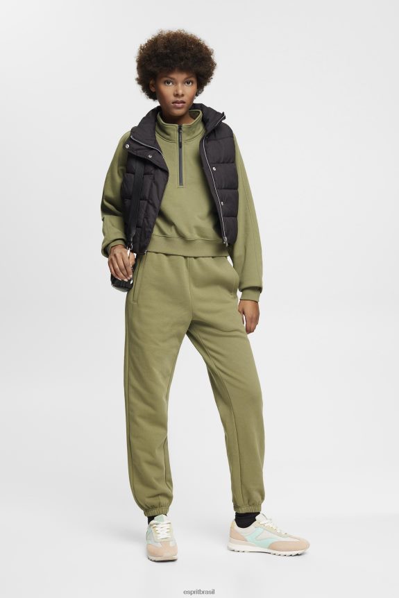 moletom com meio zíper mulheres Esprit Oliva moletons e moletons 82P6TP161