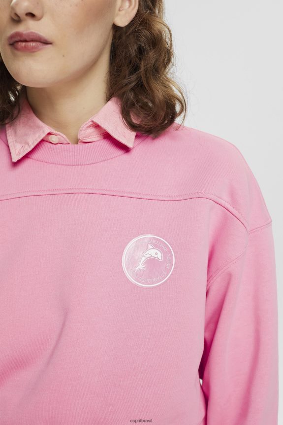 moletom cortado mulheres Esprit rosa moletons e moletons 82P6TP157
