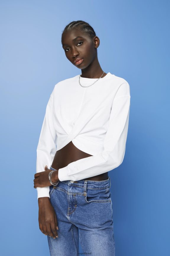 moletom cropped com detalhe de n mulheres Esprit branco moletons