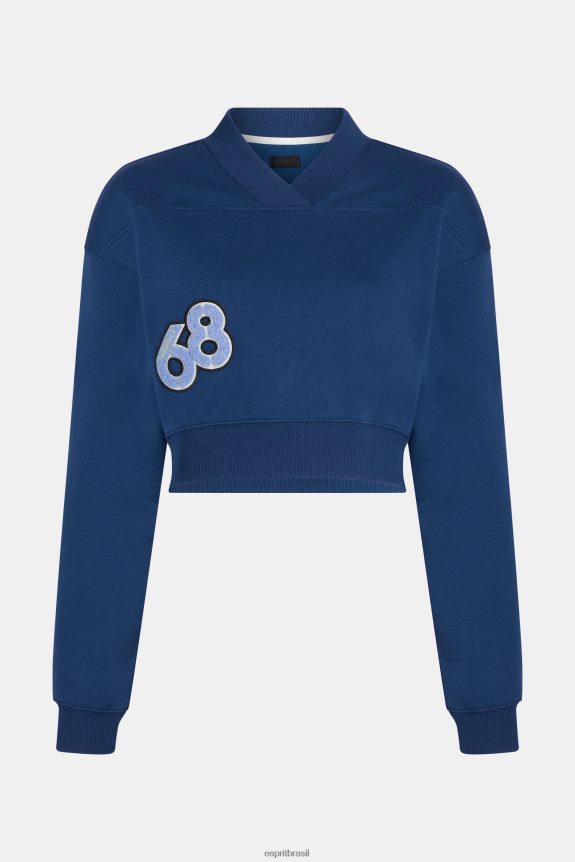 moletom cropped com patch de time do colégio mulheres Esprit tinta moletons e moletons 82P6TP419