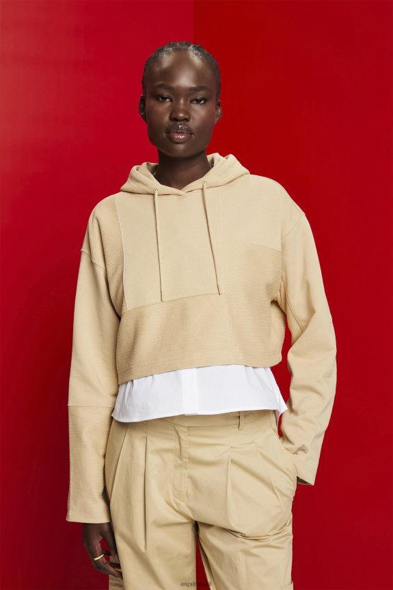 moletom cropped com patchwork mulheres Esprit areia moletons e moletons 82P6TP289