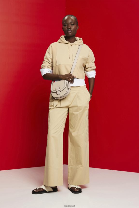 moletom cropped com patchwork mulheres Esprit areia moletons e moletons 82P6TP289