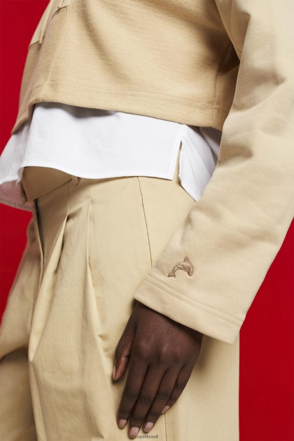 moletom cropped com patchwork mulheres Esprit areia moletons e moletons 82P6TP289