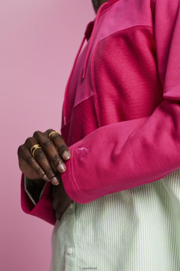 moletom cropped com patchwork mulheres Esprit rosa fúcsia moletons e moletons 82P6TP290